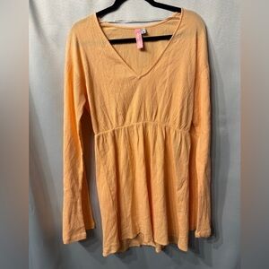 NWOT Vero Moda’s Something New Orange V-Neck Short Dress Flared Sleeves in Med